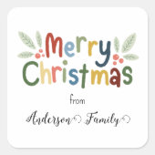 Moderne farbenfrohe Weihnachtsgeschenke Quadratischer Aufkleber (Vorderseite)