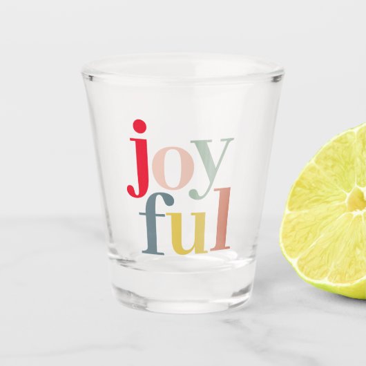 Moderne farbenfrohe Weihnachtsgeschenke Schnapsglas (Vorderseite)