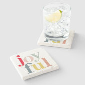 Moderne farbenfrohe Weihnachtsgeschenke Steinuntersetzer (Seitenansicht)