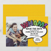 Moderne farbenfrohe WHAM-Comic-Book Save The Date (Vorne/Hinten)