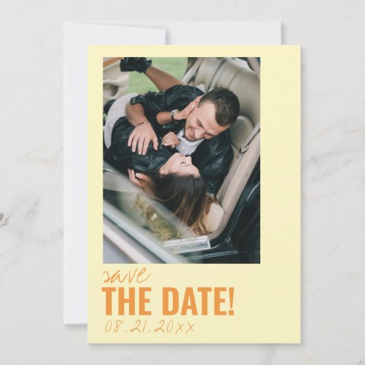 Moderne farbenfrohe Whimsical Einzigartiges Foto H Save The Date (Vorderseite)