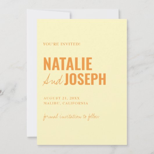 Moderne farbenfrohe Whimsical Einzigartiges Foto H Save The Date (Rückseite)