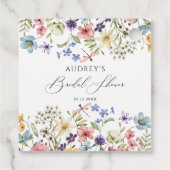 Moderne farbenfrohe Wildblume Blumenkohl Brautpart Geschenkanhänger (Rückseite)