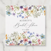 Moderne farbenfrohe Wildblume Blumenkohl Brautpart Geschenkanhänger (Vorderseite)