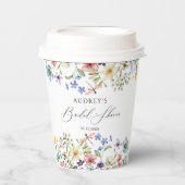 Moderne farbenfrohe Wildblume Blumenkohl Brautpart Pappbecher (Vorderseite)