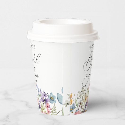 Moderne farbenfrohe Wildblume Blumenkohl Brautpart Pappbecher (Rechts)