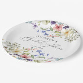 Moderne farbenfrohe Wildblume Blumenkohl Brautpart Pappteller (Schrägansicht)