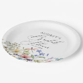 Moderne farbenfrohe Wildblume Blumenkohl Brautpart Pappteller (Schrägansicht)