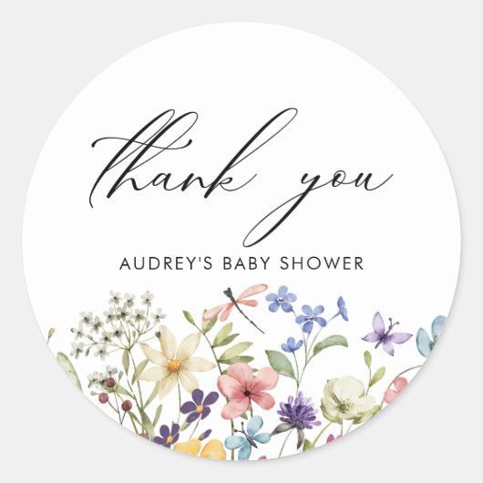 Moderne farbenfrohe Wildblume Blumenkohl Brautpart Runder Aufkleber (Vorderseite)