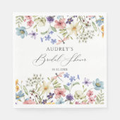 Moderne farbenfrohe Wildblume Blumenkohl Brautpart Serviette (Vorderseite)