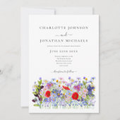 Moderne farbenfrohe Wildblume Hochzeit Einladung (Vorderseite)