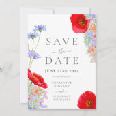 Moderne farbenfrohe Wildblume Hochzeit Save The Date (Vorderseite)