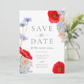 Moderne farbenfrohe Wildblume Hochzeit Save The Date (Stehend Vorderseite)