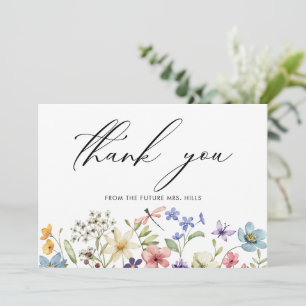 Moderne farbenfrohe Wildblumen-Blumen-Brautparty Dankeskarte