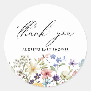 Moderne farbenfrohe Wildblumen-Blumen-Brautparty Runder Aufkleber