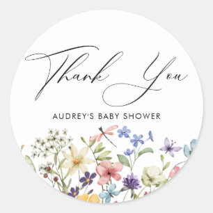 Moderne farbenfrohe Wildblumen-Blumen-Brautparty Runder Aufkleber