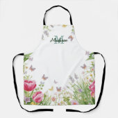 Moderne farbenfrohe Wildblumen-Blumen-Sommer-Monog Schürze (Vorderseite)