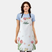 Moderne farbenfrohe Wildblumen-Blumen-Sommer-Monog Schürze (Getragen)
