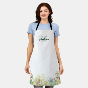 Moderne farbenfrohe Wildblumen-Blumen-Sommer-Monog Schürze