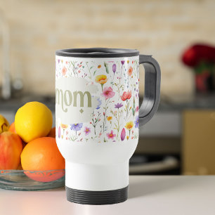 Moderne farbenfrohe Wildblumen Girly Mama Reisebecher