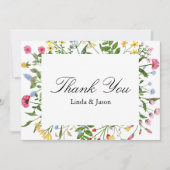 Moderne farbenfrohe Wildblumen Hochzeit Dankeschön Einladung (Vorderseite)