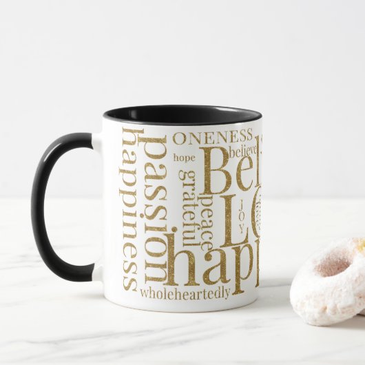 Moderne farbenfrohe Word Cloud Text Designs Tasse (Mit Donut)