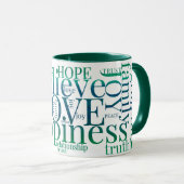 Moderne farbenfrohe Word Cloud Text Designs Tasse (VorderseiteRechts)