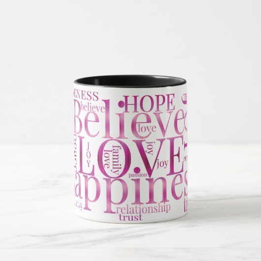 Moderne farbenfrohe Word Cloud Text Designs Tasse (Zentrum)