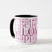 Moderne farbenfrohe Word Cloud Text Designs Tasse (Vorderseite Links)