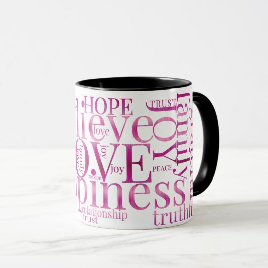 Moderne farbenfrohe Word Cloud Text Designs Tasse (VorderseiteRechts)