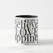Moderne farbenfrohe Word Cloud Text Designs Tasse (Zentrum)