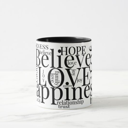 Moderne farbenfrohe Word Cloud Text Designs Tasse (Zentrum)