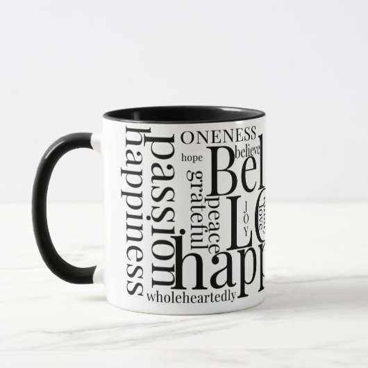 Moderne farbenfrohe Word Cloud Text Designs Tasse (Links)