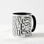 Moderne farbenfrohe Word Cloud Text Designs Tasse (VorderseiteRechts)