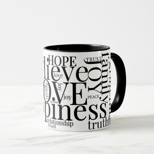 Moderne farbenfrohe Word Cloud Text Designs Tasse (VorderseiteRechts)