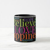 Moderne farbenfrohe Word Cloud Text Designs Tasse (Zentrum)
