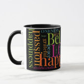 Moderne farbenfrohe Word Cloud Text Designs Tasse (Links)