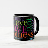 Moderne farbenfrohe Word Cloud Text Designs Tasse (VorderseiteRechts)