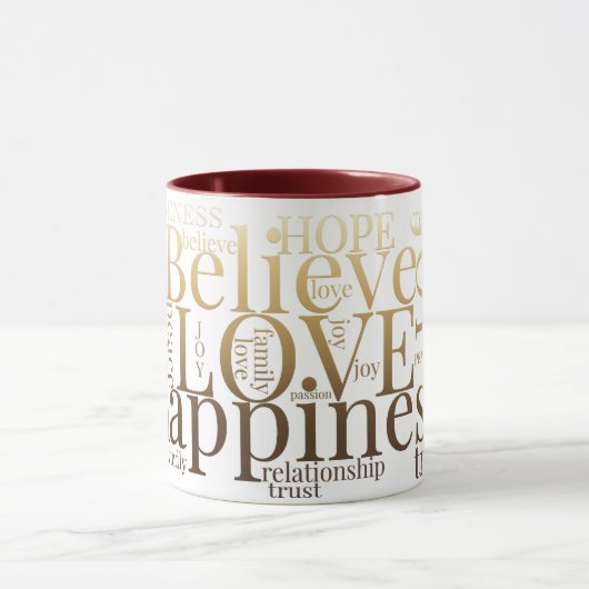 Moderne farbenfrohe Word Cloud Text Designs Tasse (Zentrum)