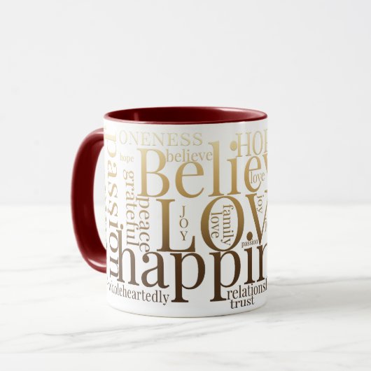 Moderne farbenfrohe Word Cloud Text Designs Tasse (Vorderseite Links)