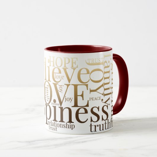 Moderne farbenfrohe Word Cloud Text Designs Tasse (VorderseiteRechts)