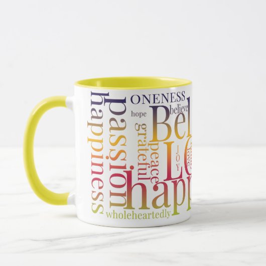 Moderne farbenfrohe Word Cloud Text Designs Tasse (Links)