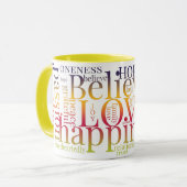 Moderne farbenfrohe Word Cloud Text Designs Tasse (Vorderseite Links)
