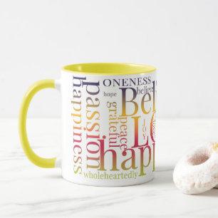 Moderne farbenfrohe Word Cloud Text Designs Tasse