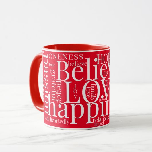 Moderne farbenfrohe Word Cloud Text Designs Tasse (Vorderseite Links)