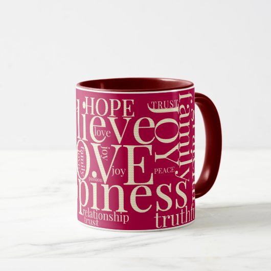 Moderne farbenfrohe Word Cloud Text Designs Tasse (VorderseiteRechts)