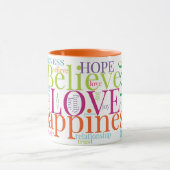 Moderne farbenfrohe Word Cloud Text Designs Tasse (Zentrum)