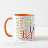 Moderne farbenfrohe Word Cloud Text Designs Tasse (Links)
