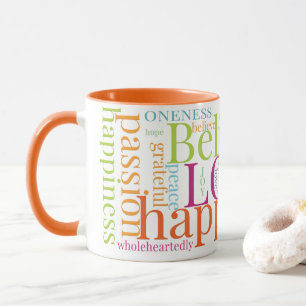 Moderne farbenfrohe Word Cloud Text Designs Tasse