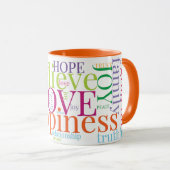 Moderne farbenfrohe Word Cloud Text Designs Tasse (VorderseiteRechts)